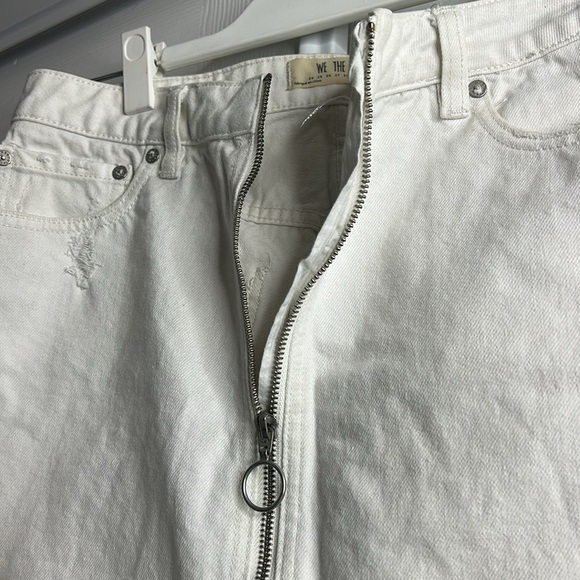We The Free White Denim Skirt Mini Raw Hem Zipper 31 - Picture 3 of 5